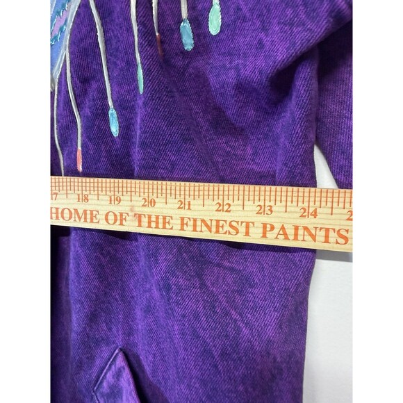 Vtg Sundance Women’s Denim Open Jacket PURPLE Acid Washed Southwestern Painted M - Picture 5 of 14